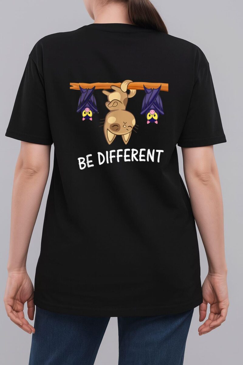 Cat with Bats Be different Funny Cat Lover Woman T-Shirt