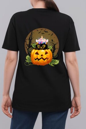 Cute Cat Pumpkin Unicorn Halloween Costume Gift Woman T-Shirt