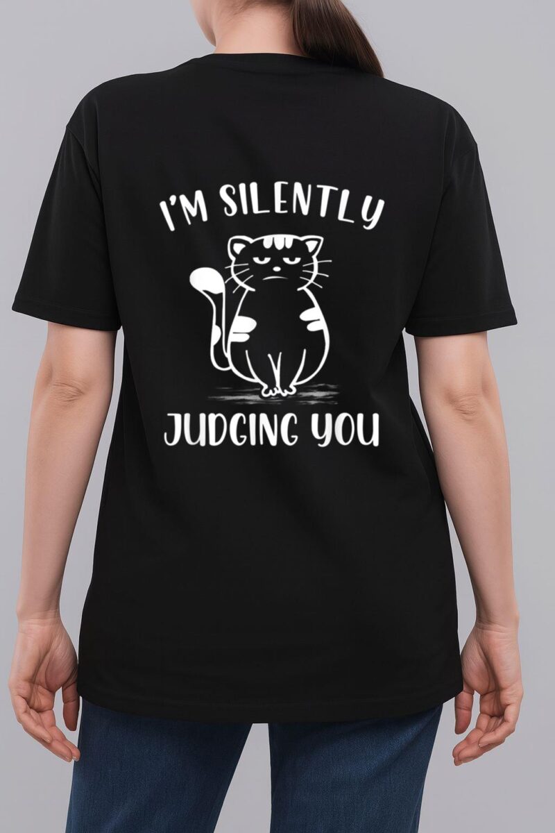 Funny Black Cat I'm Silently Judging You Retro Woman T-Shirt