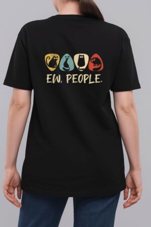 Guitar And Black Cat Lover,Ew People Meowy Funny Cat Woman T-Shirt