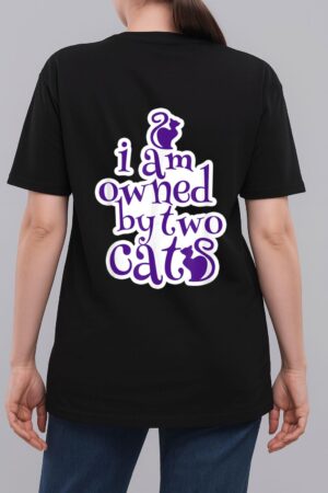 Owned By Two Cats Cat Lady Love Pets  Gift Woman T-Shirt