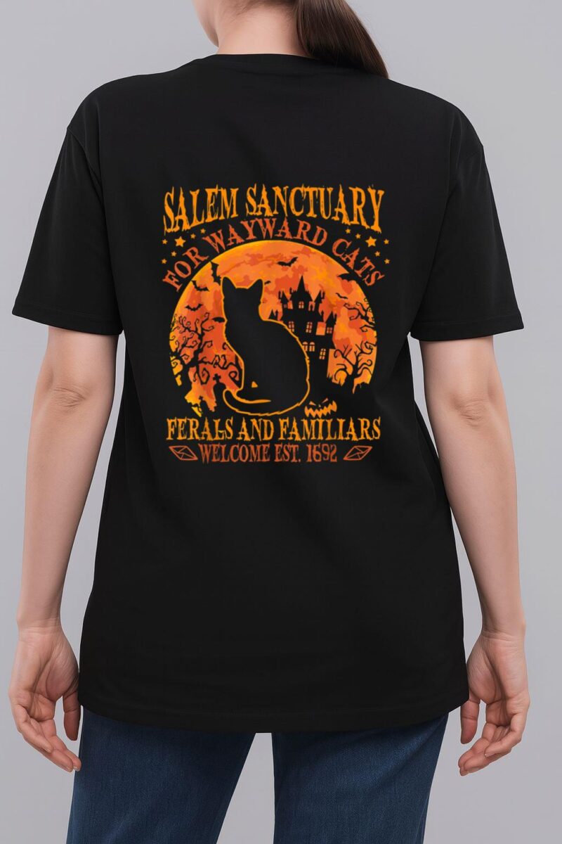 Salem Black Cat Halloween-Shirt Kids Girls Kitten Lover Gift Woman T-Shirt